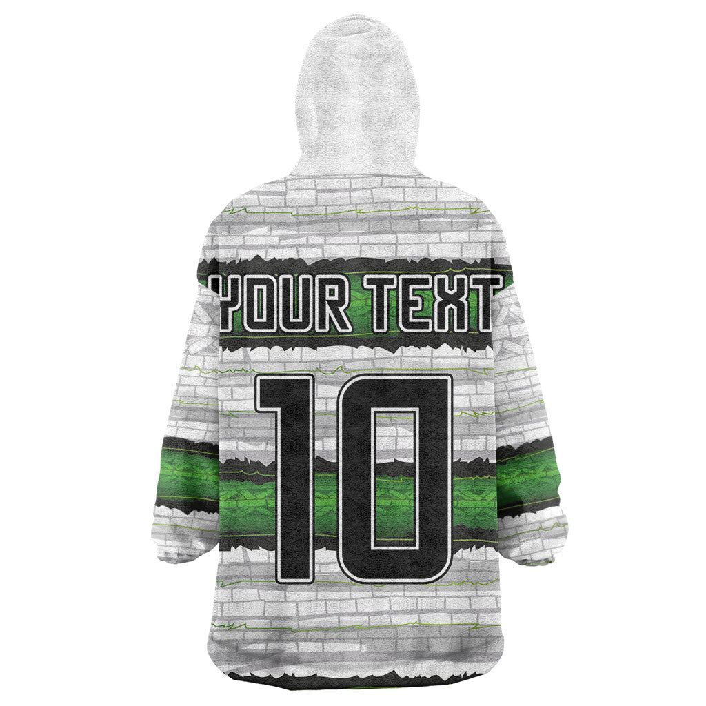 Custom Zimbabwe Rugby Kid Wearable Blanket Hoodie Geometric Chevron Wall Motif Stripes Style