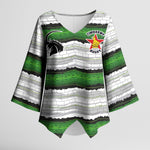 Custom Zimbabwe Rugby Kimono Sleeve Blouse Geometric Chevron Wall Motif Stripes Style