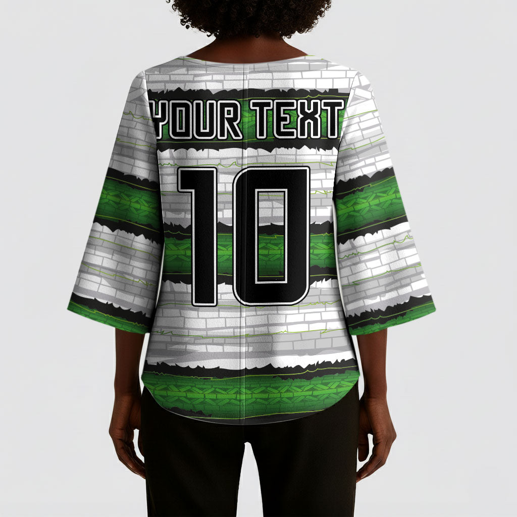 Custom Zimbabwe Rugby Kimono Sleeve Blouse Geometric Chevron Wall Motif Stripes Style