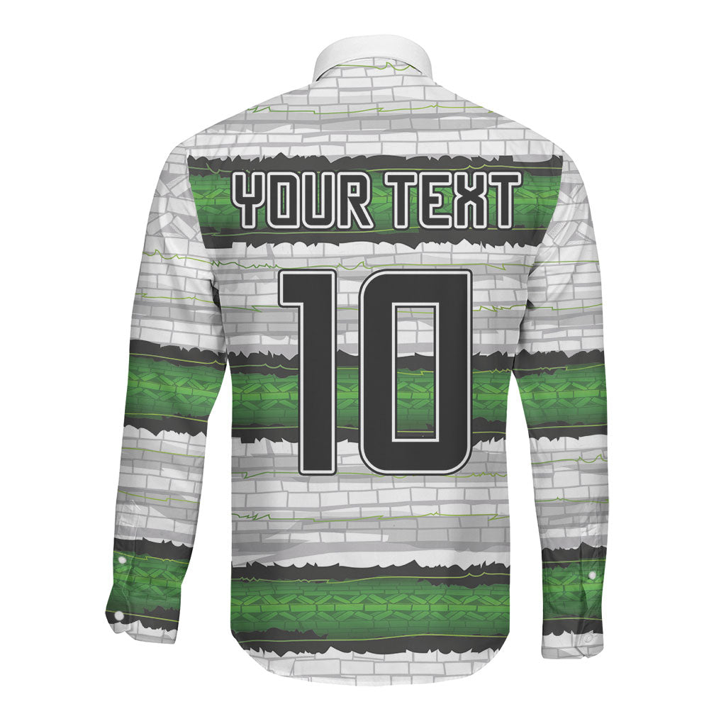 Custom Zimbabwe Rugby Long Sleeve Button Shirt Geometric Chevron Wall Motif Stripes Style