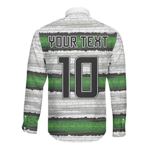 Custom Zimbabwe Rugby Long Sleeve Button Shirt Geometric Chevron Wall Motif Stripes Style