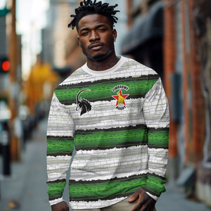 Custom Zimbabwe Rugby Long Sleeve Shirt Geometric Chevron Wall Motif Stripes Style