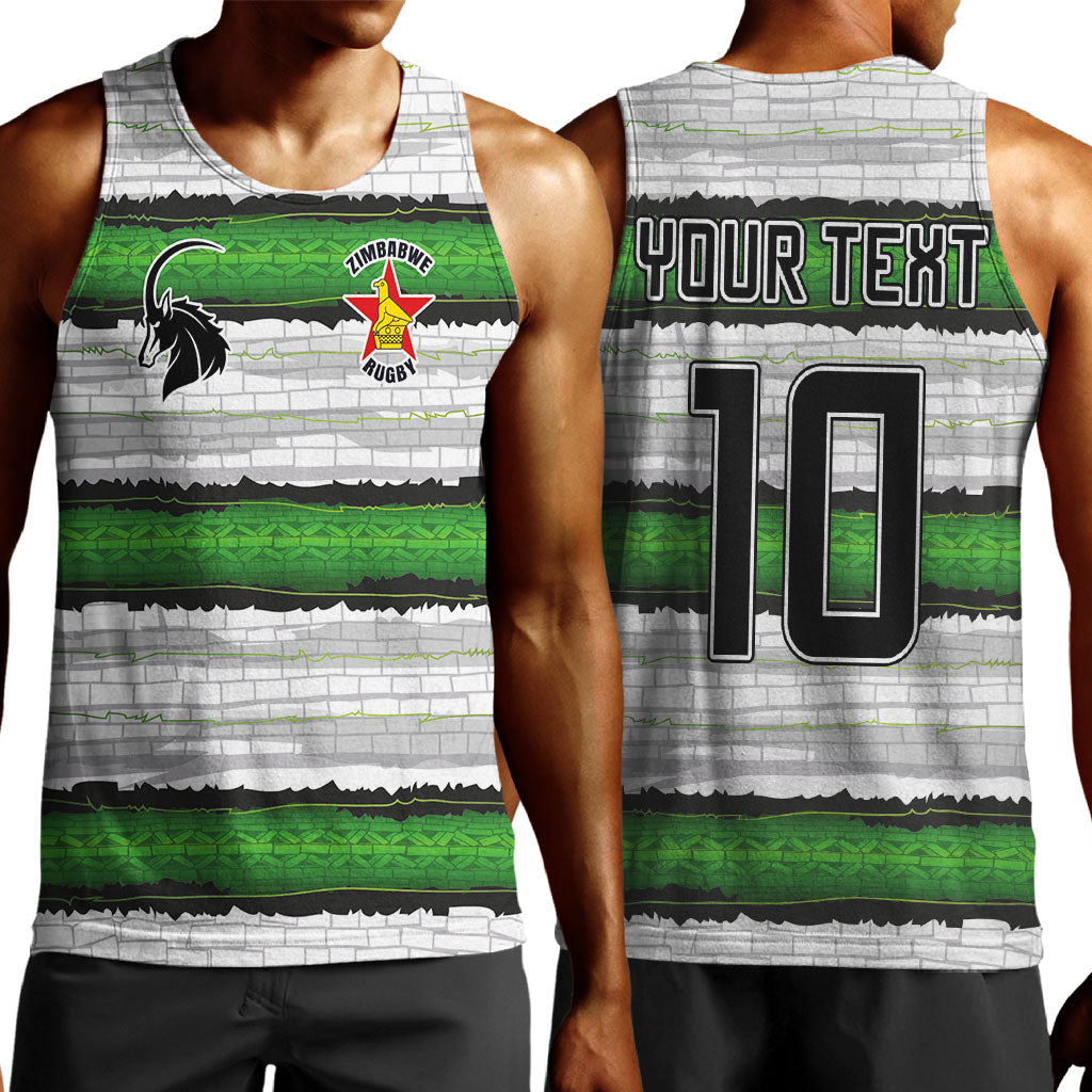 Custom Zimbabwe Rugby Men Tank Top Geometric Chevron Wall Motif Stripes Style