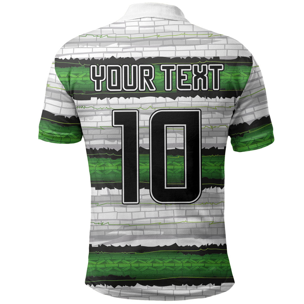 Custom Zimbabwe Rugby Polo Shirt Geometric Chevron Wall Motif Stripes Style