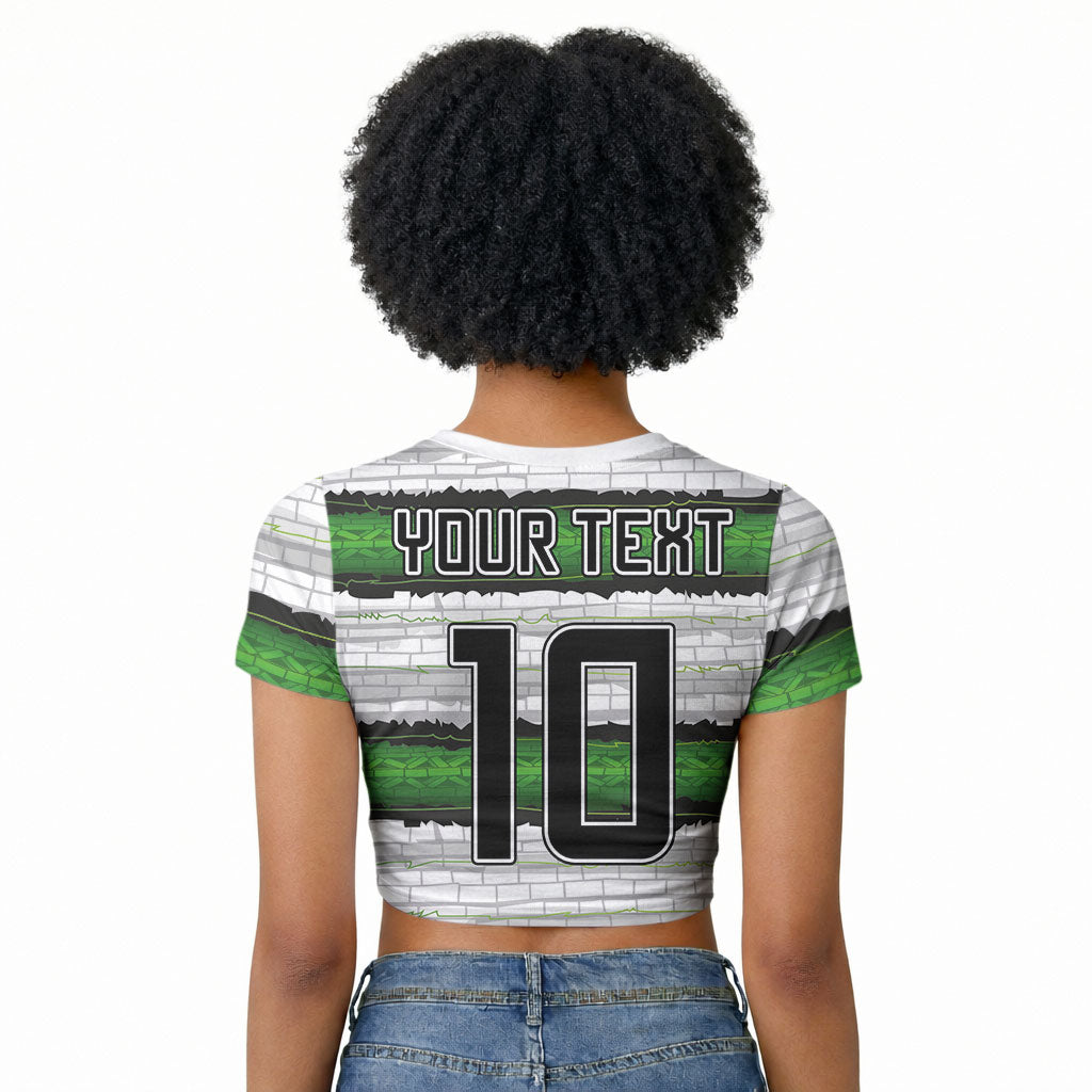 Custom Zimbabwe Rugby Raglan Cropped T shirt Geometric Chevron Wall Motif Stripes Style