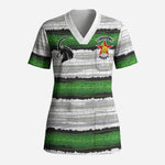 Custom Zimbabwe Rugby Scrub Top Geometric Chevron Wall Motif Stripes Style