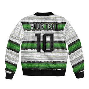 Custom Zimbabwe Rugby Sleeve Zip Bomber Jacket Geometric Chevron Wall Motif Stripes Style