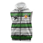 Custom Zimbabwe Rugby Sleeveless Zip Hoodie Geometric Chevron Wall Motif Stripes Style