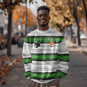 Custom Zimbabwe Rugby Sweatshirt Geometric Chevron Wall Motif Stripes Style