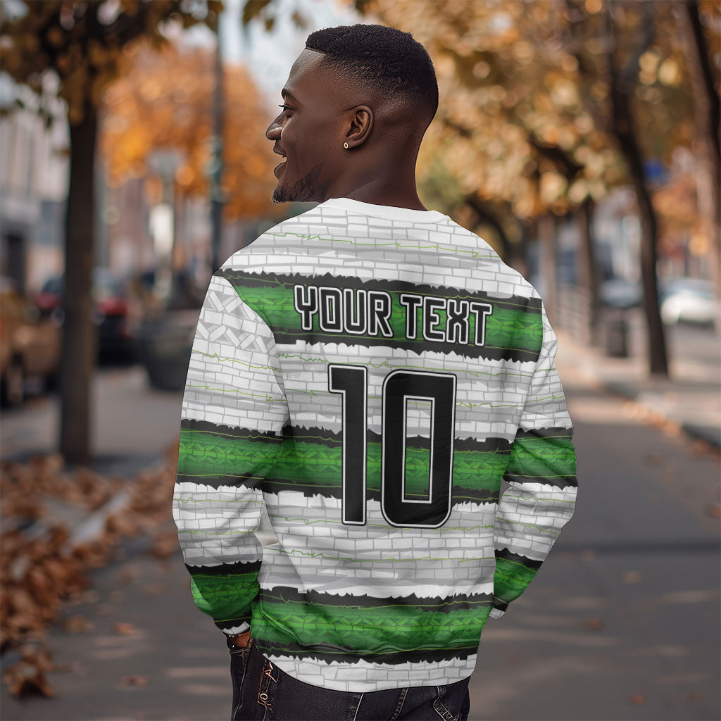 Custom Zimbabwe Rugby Sweatshirt Geometric Chevron Wall Motif Stripes Style