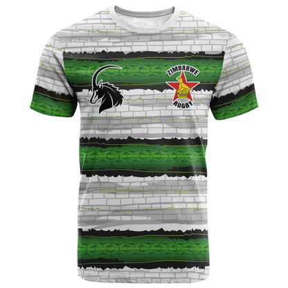 Custom Zimbabwe Rugby T shirt Geometric Chevron Wall Motif Stripes Style