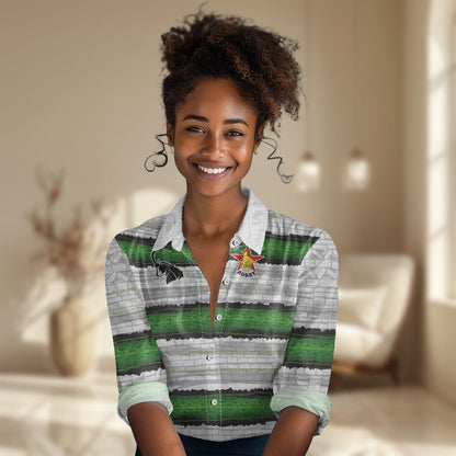 Custom Zimbabwe Rugby Women Casual Shirt Geometric Chevron Wall Motif Stripes Style