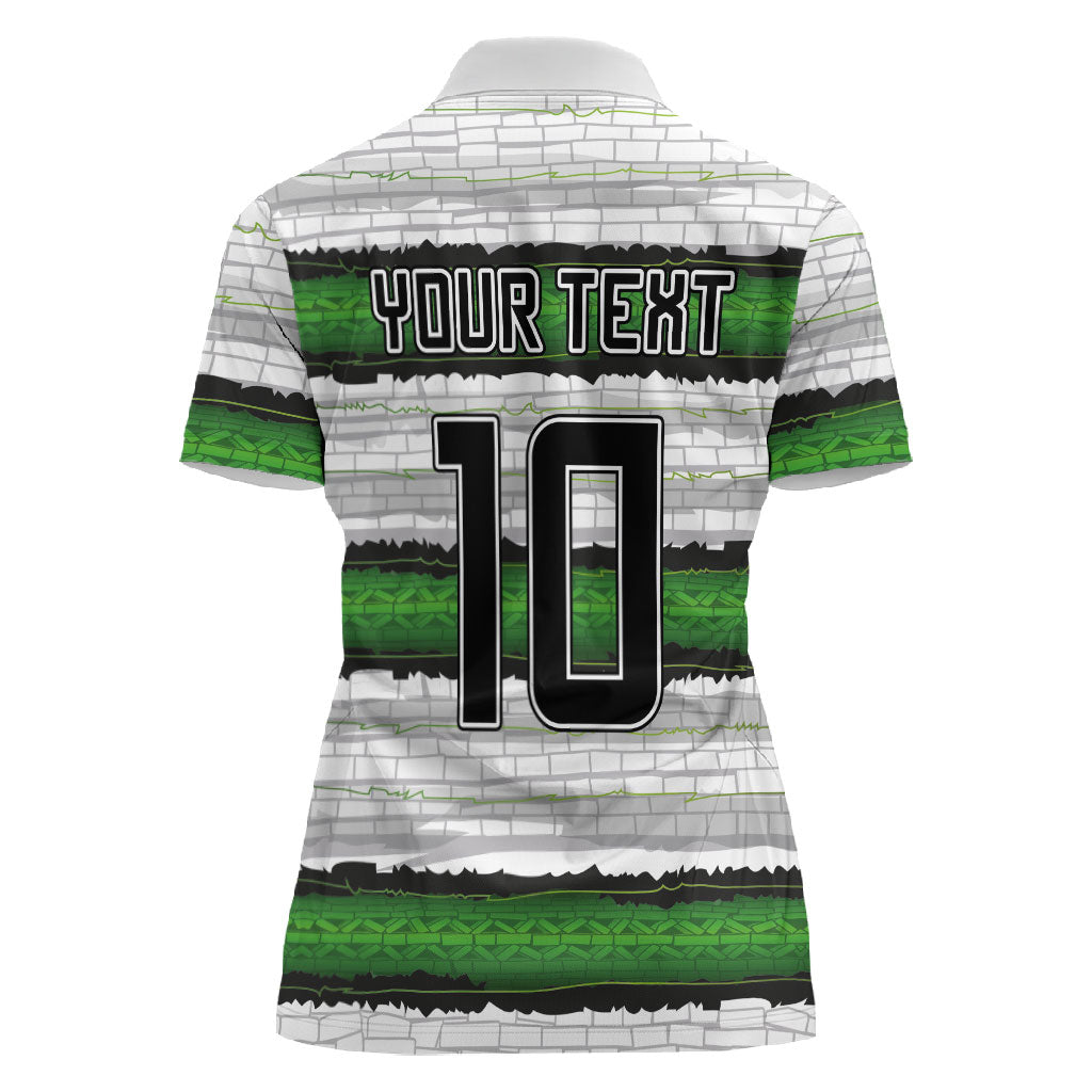 Custom Zimbabwe Rugby Women Polo Shirt Geometric Chevron Wall Motif Stripes Style
