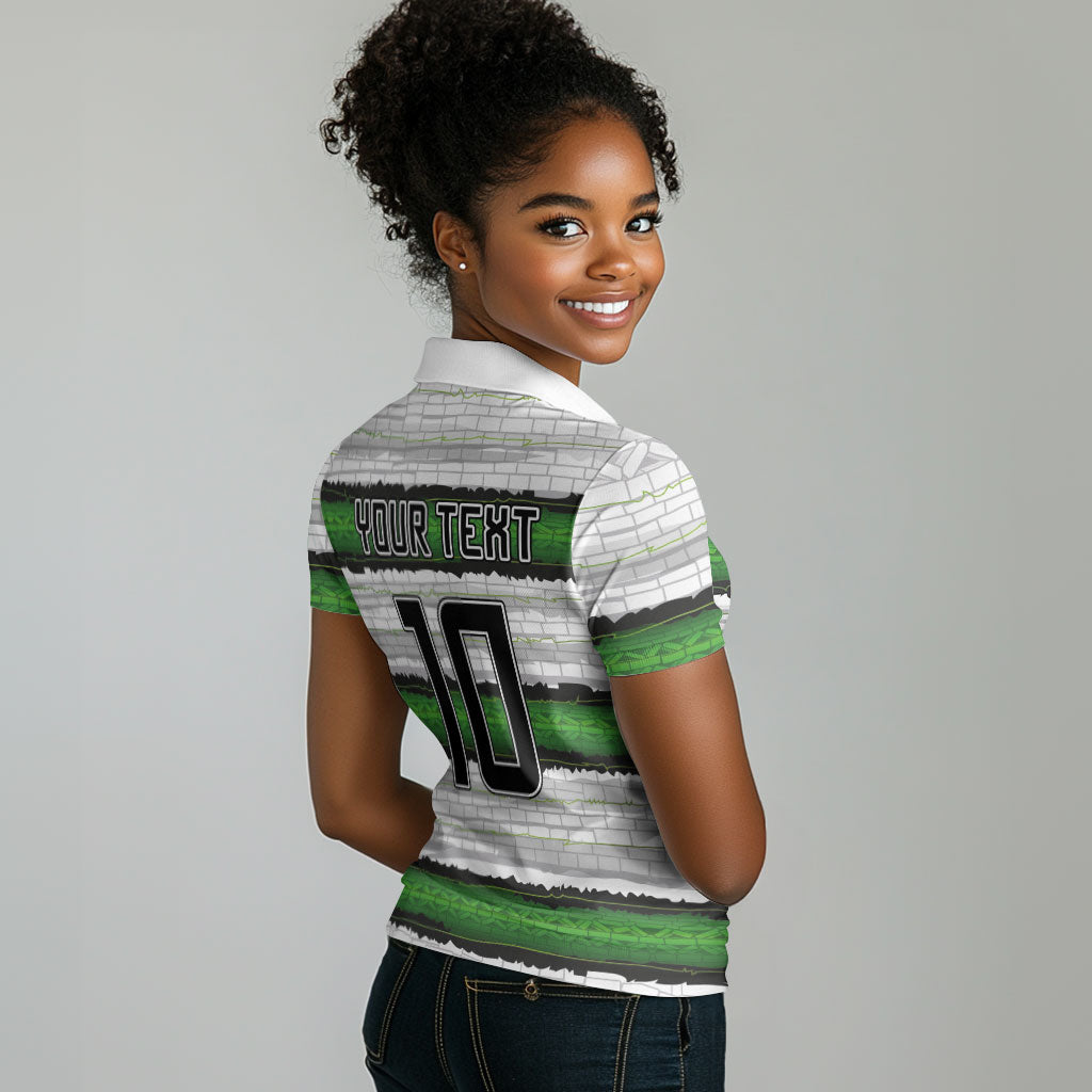 Custom Zimbabwe Rugby Women Polo Shirt Geometric Chevron Wall Motif Stripes Style