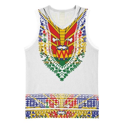 Haiti Flag Basketball Jersey Traditional Dashiki White Color LT03