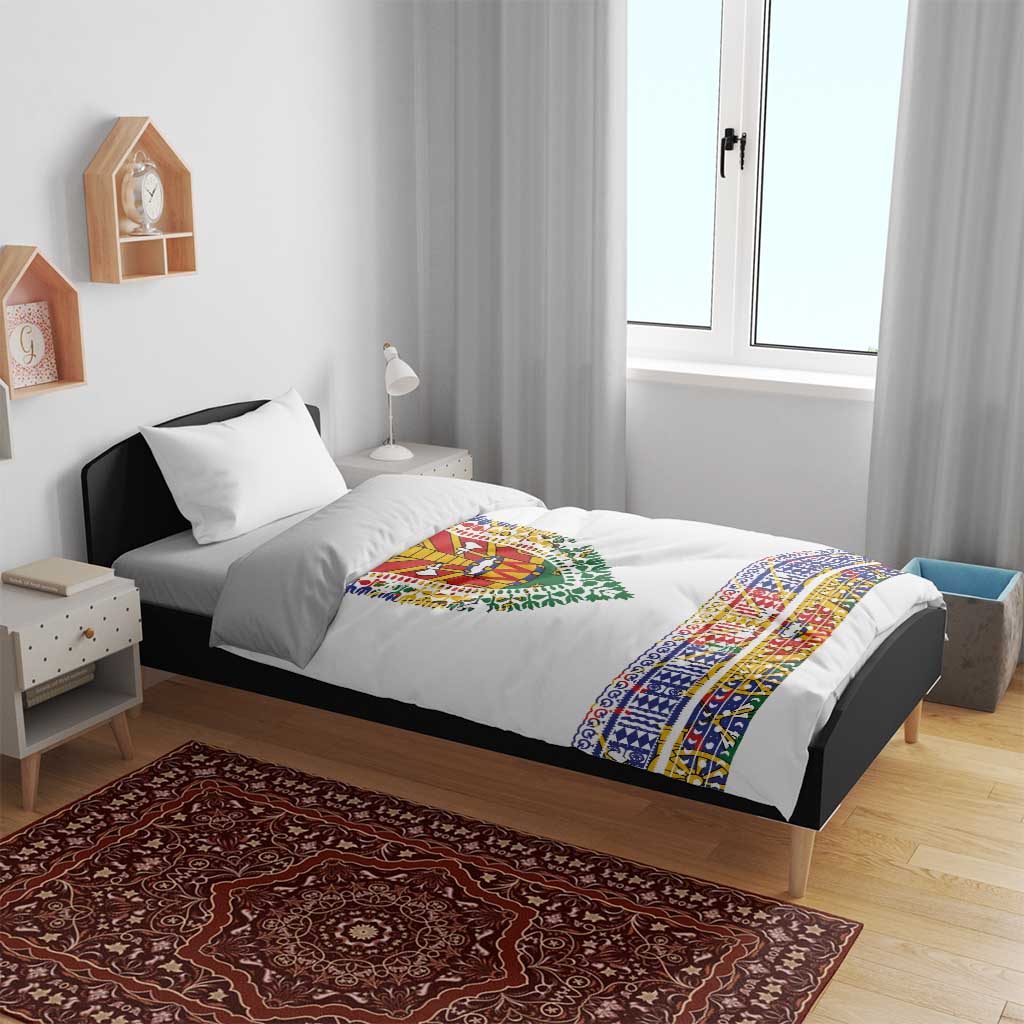 Haiti Flag Bedding Set Traditional Dashiki White Color