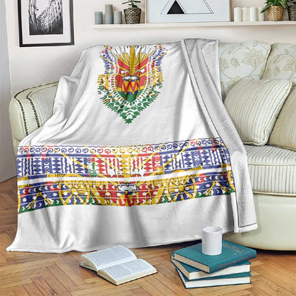 Haiti Flag Blanket Traditional Dashiki White Color