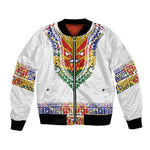 Haiti Flag Bomber Jacket Traditional Dashiki White Color