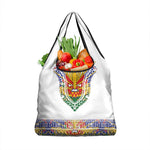 Haiti Flag Grocery Bag Traditional Dashiki White Color
