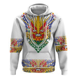 Haiti Flag Hoodie Traditional Dashiki White Color