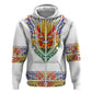 Haiti Flag Hoodie Traditional Dashiki White Color