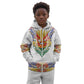 Haiti Flag Kid Hoodie Traditional Dashiki White Color
