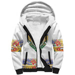 Haiti Flag Sherpa Hoodie Traditional Dashiki White Color
