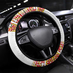 Haiti Flag Steering Wheel Cover Traditional Dashiki White Color