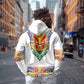 Haiti Flag Zip Hoodie Traditional Dashiki White Color