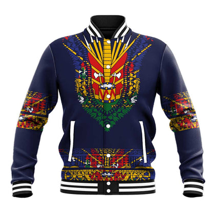 Haiti Flag Baseball Jacket Traditional Dashiki Black Color