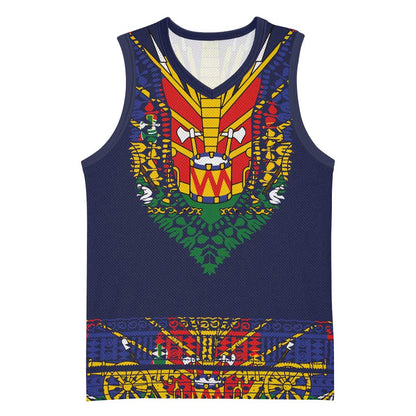 Haiti Flag Basketball Jersey Traditional Dashiki Black Color LT03
