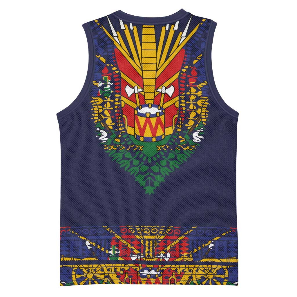 Haiti Flag Basketball Jersey Traditional Dashiki Black Color LT03