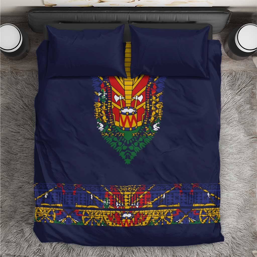 Haiti Flag Bedding Set Traditional Dashiki Black Color