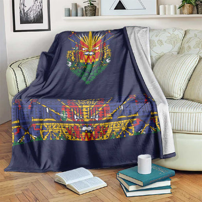 Haiti Flag Blanket Traditional Dashiki Black Color