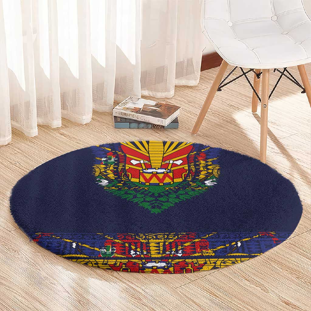 Haiti Flag Round Carpet Traditional Dashiki Black Color