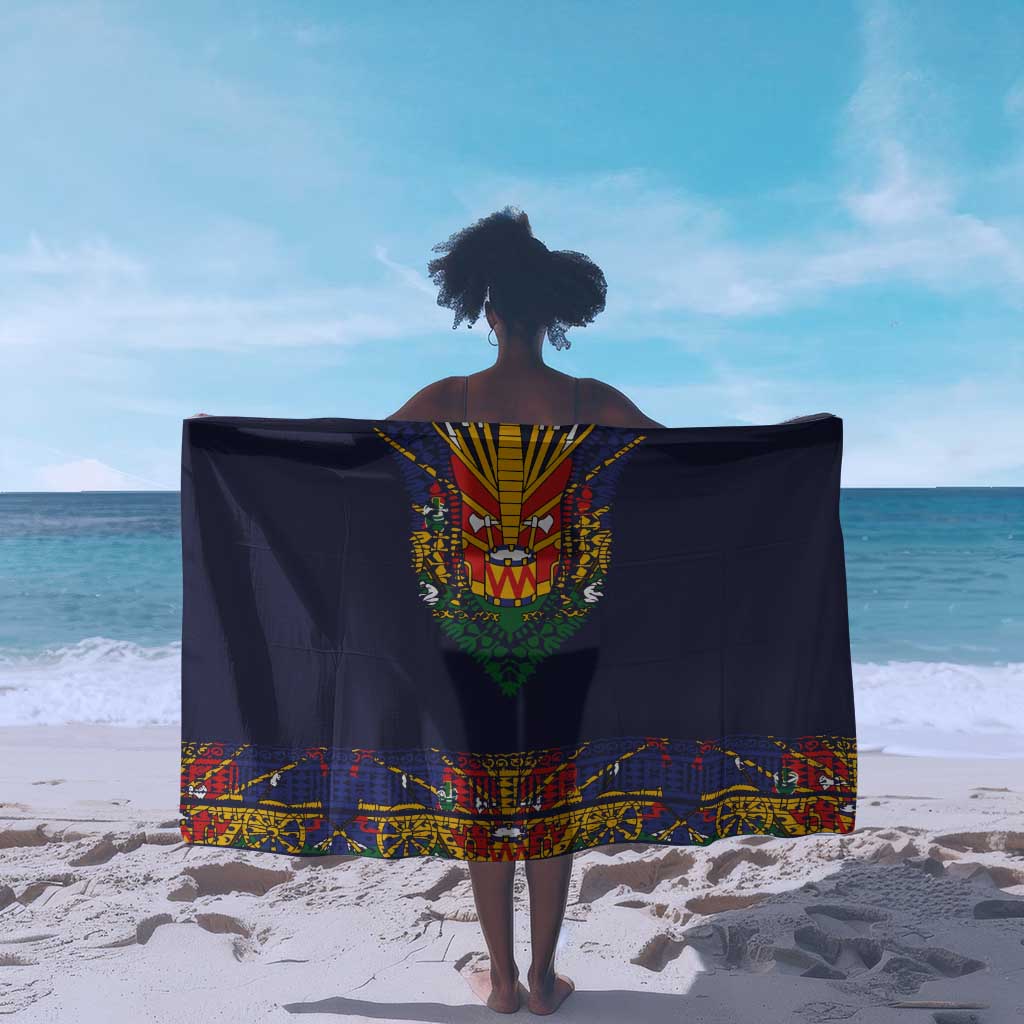 Haiti Flag Sarong Traditional Dashiki Black Color