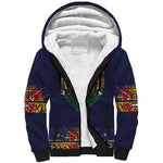 Haiti Flag Sherpa Hoodie Traditional Dashiki Black Color