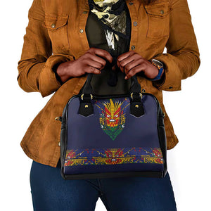 Haiti Flag Shoulder Handbag Traditional Dashiki Black Color