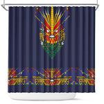 Haiti Flag Shower Curtain Traditional Dashiki Black Color