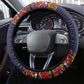Haiti Flag Steering Wheel Cover Traditional Dashiki Black Color