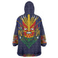 Haiti Flag Wearable Blanket Hoodie Traditional Dashiki Black Color