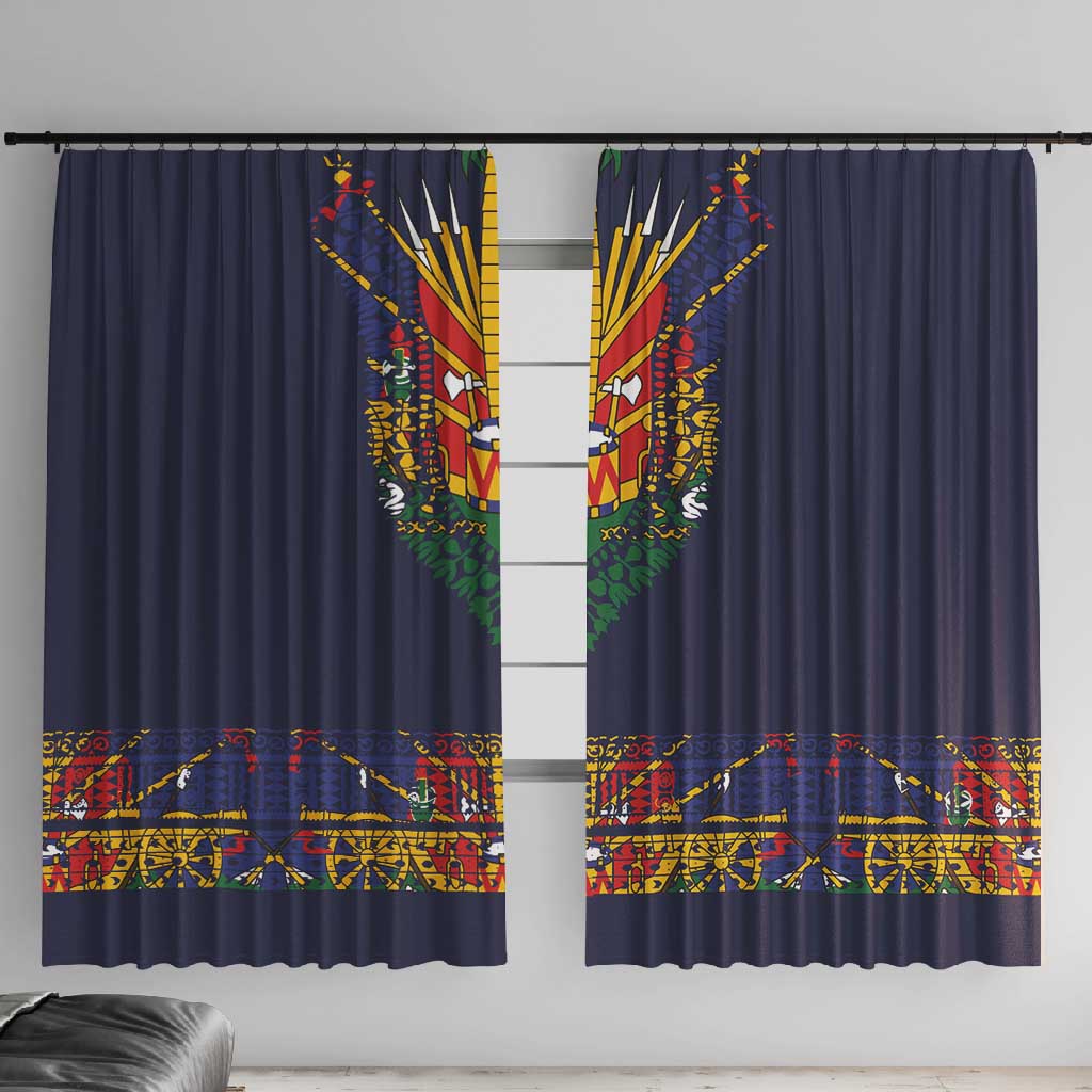 Haiti Flag Window Curtain Traditional Dashiki Black Color