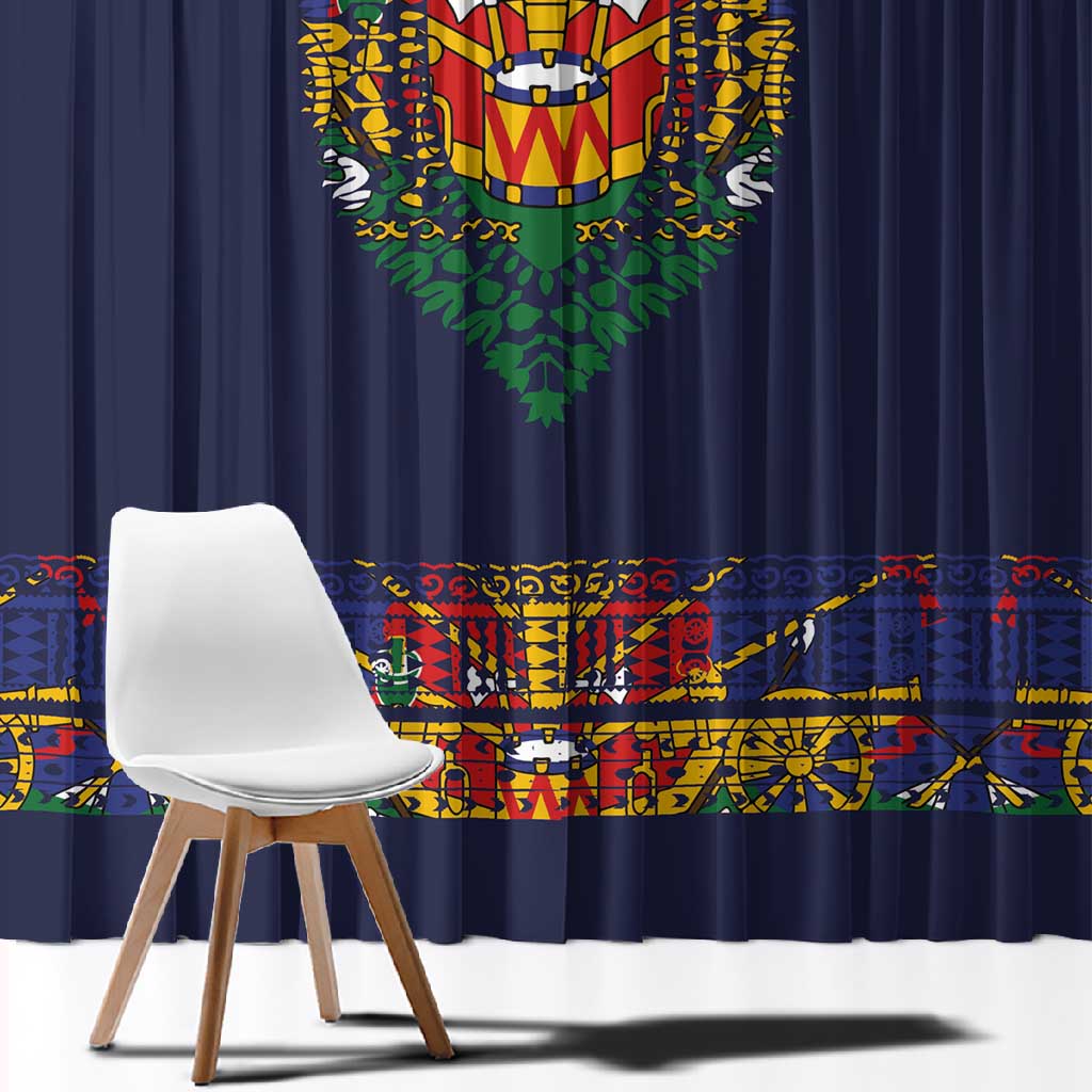 Haiti Flag Window Curtain Traditional Dashiki Black Color