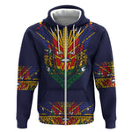 Haiti Flag Zip Hoodie Traditional Dashiki Black Color
