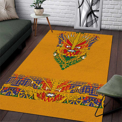Haiti Flag Area Rug Traditional Dashiki Yellow Color