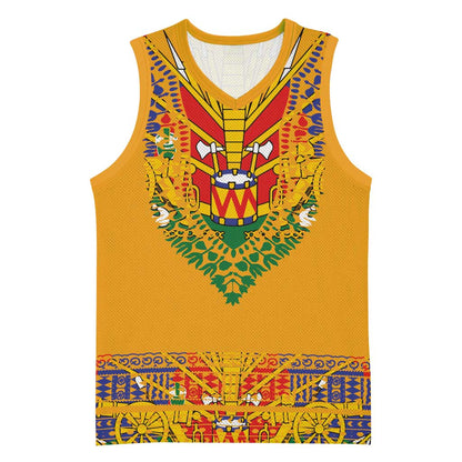 Haiti Flag Basketball Jersey Traditional Dashiki Yellow Color LT03