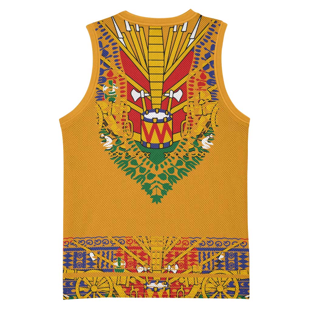Haiti Flag Basketball Jersey Traditional Dashiki Yellow Color LT03