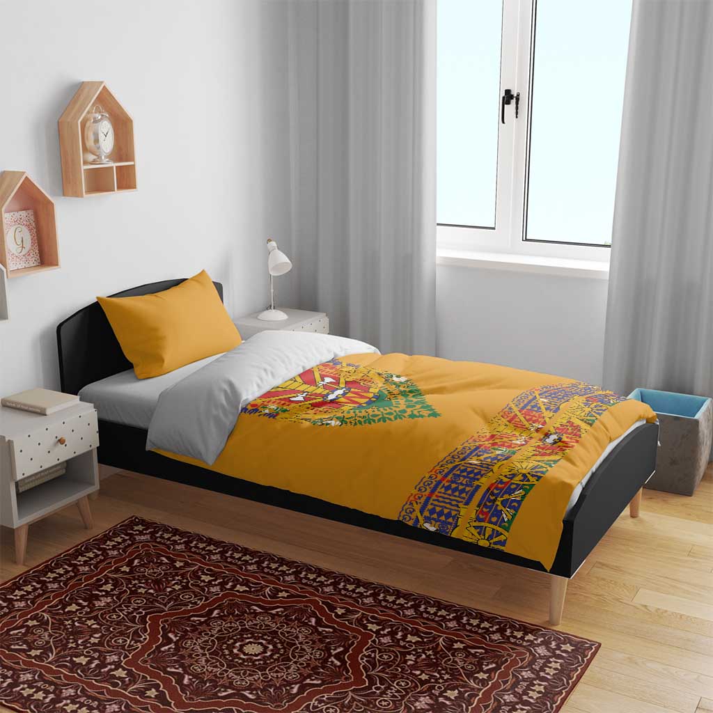 Haiti Flag Bedding Set Traditional Dashiki Yellow Color