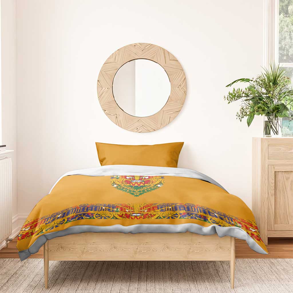 Haiti Flag Bedding Set Traditional Dashiki Yellow Color