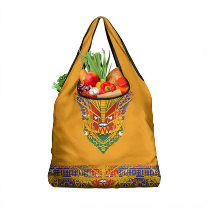 Haiti Flag Grocery Bag Traditional Dashiki Yellow Color